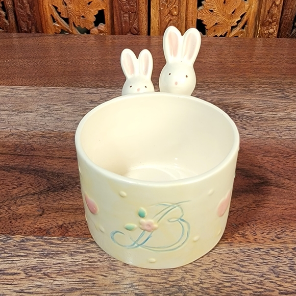 Vintage Kathy Orr for Charpente Bunny ABC Ceramic Mini Planter - Picture 3 of 9